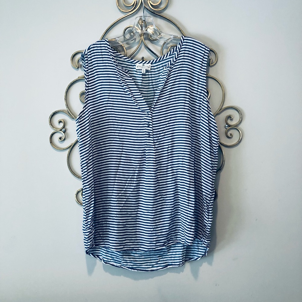 White and navy blue striped tank top
